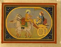 KRISHNA ON FOUR-HORSE DRAWN CHARIOT WITH MAN